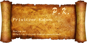 Priviczer Kabos névjegykártya